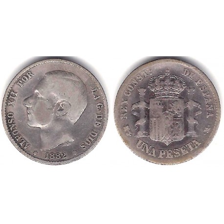 Alfonso XII. 1882*(---82). 1 Peseta (BC) (Plata) Ceca de Madrid MS-M