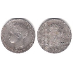 Alfonso XIII. 1900*(1----). 1 Peseta (BC) (Plata) Ceca de Madrid SM-V