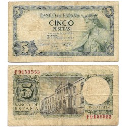 Estado Español. 1954. 5 Pesetas (BC) Serie F