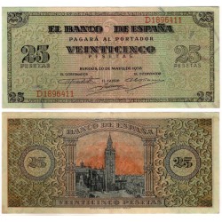 Estado Español. 1938. 25 Pesetas (MBC+) Serie D