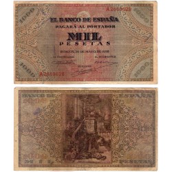 Estado Español. 1938. 1000 Pesetas (BC+) Pequeñas roturas