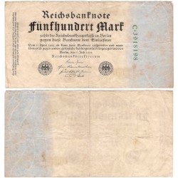 (74b) Imperio Alemán (Weimar). 1922. 500 Mark (BC)