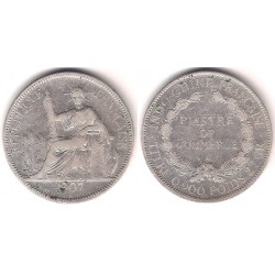 (5a.1) Indochina Francesa. 1907(A). 1 Piastre (BC+) (Plata)