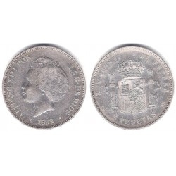 Alfonso XIII. 1892*(18-92). 5 Pesetas (BC/BC+) (Plata) Ceca de Madrid PG-M