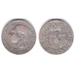 Alfonso XII. 1881*(8-1). 50 Céntimos (BC) (Plata) Ceca de Madrid MS-M