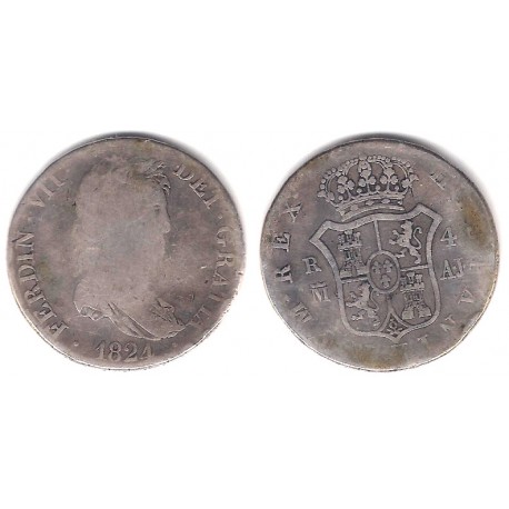 Fernando VII. 1824. 4 Reales (BC/BC-) (Plata) Ceca de Madrid AJ