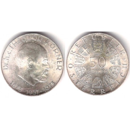 (2917) Austria. 1973. 50 Schilling (SC) (Plata)