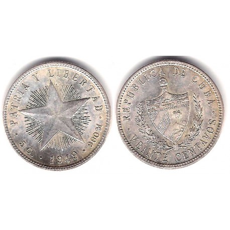 (13.2) Cuba. 1949. 20 Centavos (EBC) (Plata)