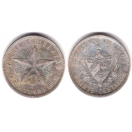 (13.2) Cuba. 1949. 20 Centavos (EBC) (Plata)