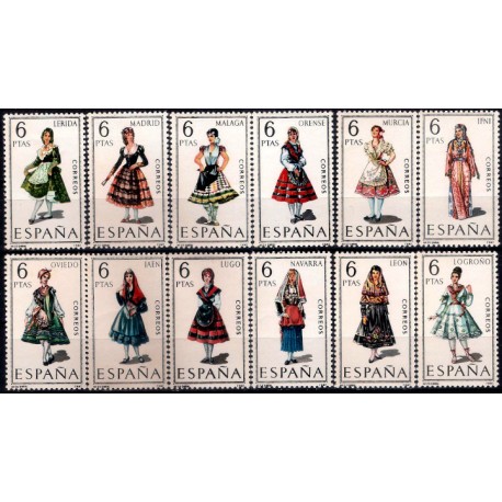 (1898 a 1909) 1969. Trajes Típicos Españoles. Serie de 12 Valores (Nuevo)