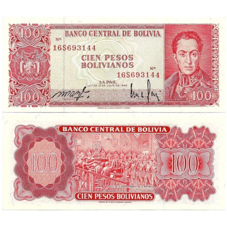 (164b) Bolivia. 1962. 100 Pesos (SC)