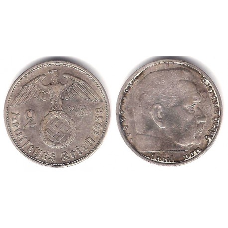 (93) Alemania (III Reich). 1938(B). 2 Mark (MBC) (Plata)