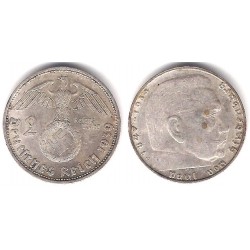 (93) Alemania (III Reich). 1939(D). 2 Mark (MBC) (Plata)