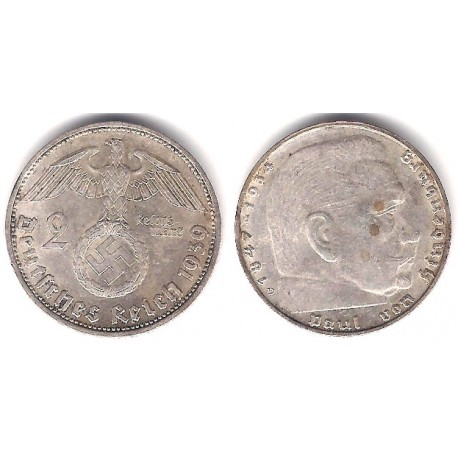 (93) Alemania (III Reich). 1939(D). 2 Mark (MBC) (Plata)