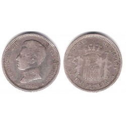 Alfonso XIII. 1904*(19-04). 1 Peseta (BC/BC-) (Plata) Ceca de Madrid SM-V