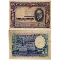 España. 1935. 50 Pesetas (MBC+) Sin Serie. Pequeña mancha