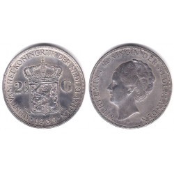 (165) Países Bajos. 1939. 2½ Gulden (MBC+) (Plata)