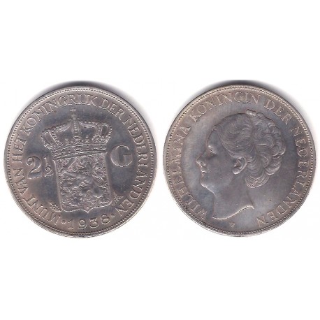 (165) Países Bajos. 1938. 2½ Gulden (MBC+) (Plata)