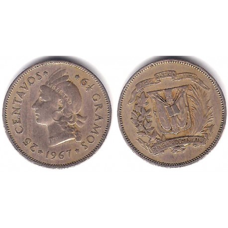 (20a.1) República Dominicana. 1967. 25 Centavos (MBC-)