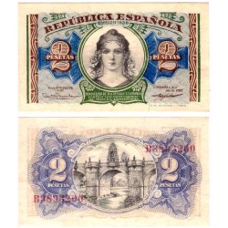 España (II República). 1938. 2 Pesetas (SC) Serie B