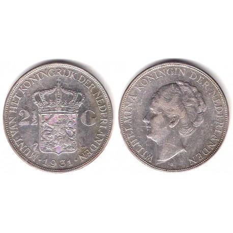 (165) Países Bajos. 1931. 2½ Gulden (MBC) (Plata)