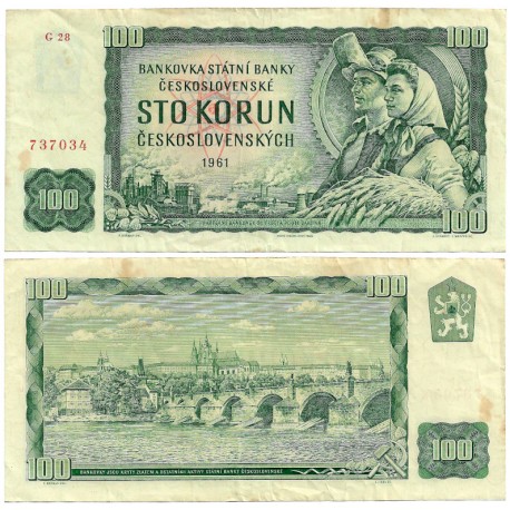 (91k) Checoslovaquia. 1961. 100 Korun (MBC+) Manchas