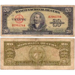 (80a) Cuba. 1949. 20 Pesos (BC+)