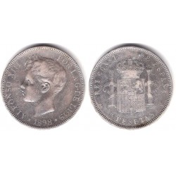 Alfonso XIII. 1898*(18-98). 5 Pesetas (BC+) (Plata) Ceca de Madrid SG-V