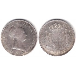 Isabel II. 1855. 20 Reales (MBC-) (Plata) Ceca de Madrid