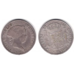 Isabel II. 1865. 50 Centavos de Peso (BC+) (Plata) Ceca de Manila