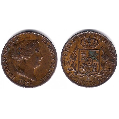 Isabel II. 1859. 25 Céntimos de Real (MBC) Ceca de Segovia