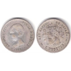 Alfonso XIII. 1892*(1--92). 2 Pesetas (BC) (Plata) Ceca de Madrid PG-M