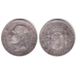 Alfonso XII. 1881*(---81). 2 Pesetas (BC) (Plata) Ceca de Madrid MS-M