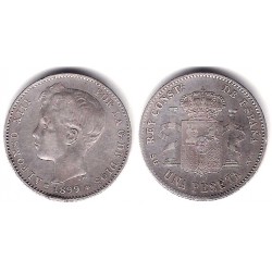 Alfonso XIII. 1899*(18-99). 1 Peseta (MBC-) (Plata) Ceca de Madrid SG-V