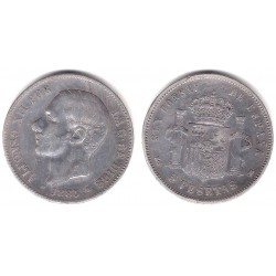 Alfonso XII. 1885*(18-86). 5 Pesetas (BC/BC+) (Plata) Ceca de Madrid MS-M