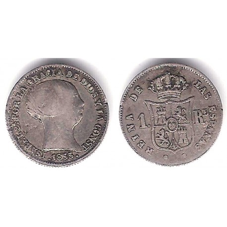 Isabel II. 1855. 1 Real (BC+) (Plata) Ceca de Barcelona