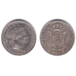 Isabel II. 1868*(6-8). 10 Céntimos de Escudo (MBC+) (Plata) Ceca de Madrid