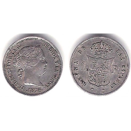 Isabel II. 1863. 1 Real (EBC) (Plata) Ceca de Sevilla