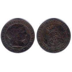 Isabel II. 1867. 2½ Céntimos de Escudo (BC+/MBC-) Ceca de Barcelona OM