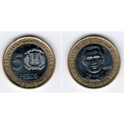 República Dominicana. 2008. 5 Pesos (SC)