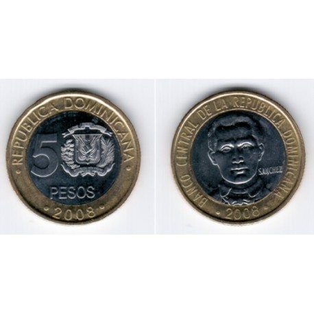 República Dominicana. 2008. 5 Pesos (SC)