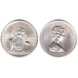 (33) Bahamas. 1972. 5 Dollars (SC) (Plata)