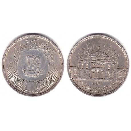 (389) Egipto. 1957. 25 Piastres (MBC+) (Plata)