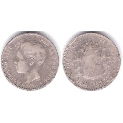 Alfonso XIII. 1899*(18-99). 1 Peseta (BC/BC+) (Plata) Ceca de Madrid SG-V