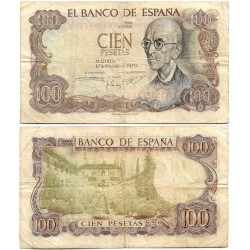 Estado Español. 1970. 100 Pesetas (BC+) Serie 3J. Reverso Verde