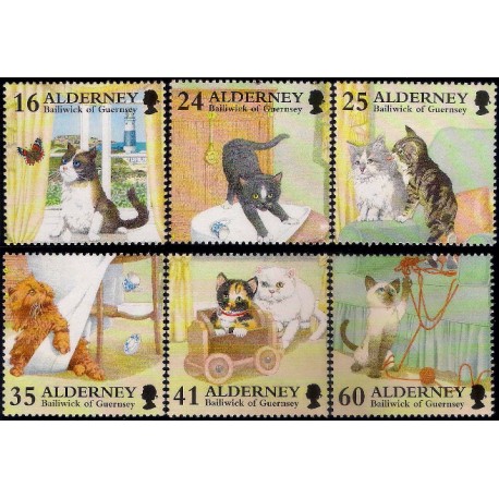 Alderney. 1996. Serie Completa (Nuevo) Fauna. Gatos