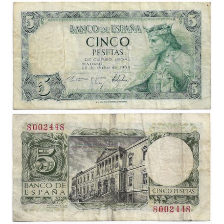 Estado Español. 1954. 5 Pesetas (BC+) Sin Serie