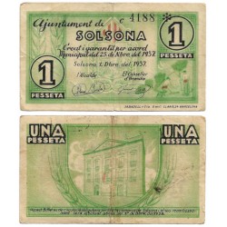 Solsona. 1937. 1 Peseta (BC+) Serie C