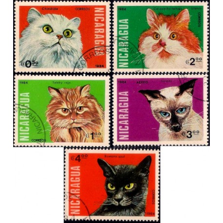 Nicaragua. 1984. Serie Completa (Usado) Fauna. Gatos Domésticos