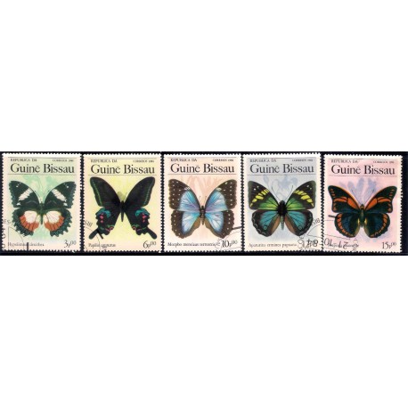 Guinea-Bissau. 1984. Serie de 5 Valores (Usado) Fauna. Mariposas